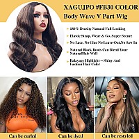 Xagujpo Fb30 Ombre Brown Body Wave V Part Wig Human Hair Beginner Friendly No Sew In Upgrade U Part Wig Balayage Highlight Huma