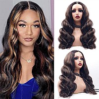 Xagujpo Fb30 Ombre Brown Body Wave V Part Wig Human Hair No Sew In Upgrade U Part Human Hair Wig Balayage Highlight Human Hair