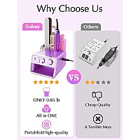 Subay Nail Drill Machine Electric File Portable For Acrylic Gel Dip Powder Nails Nail Drill Kit For Manicure Pedicure Nail Se