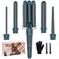 Waver Curling Iron Curling Wand Bestope Pro 5 In 1 Curling Wand Set With 3 Barrel Hair Crimper For Women Fast Heating Crimper