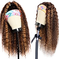 Punmasa Headband Wig Human Hair Deep Wave 427 Human Hair Headband Wigs For Women Glueless None Lace Front Wig Machine Made 150