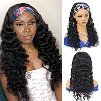 Fashion Plus Headband Wig Human Hair Loose Wave Headband Wigs For Black Women 24 Inch Brazilian Virgin Hair Loose Deep Wave Head