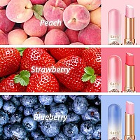 Kaely 3Pcs Peach Strawberry Blueberry Tinted Lip Balmph Lipstick Color Changing Makeup Setslips Plumper Tint Glosskorean Lip