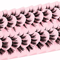 10 Pairs Mink Lashes Wet Effect Manga Look False Eyelashes Puffy 3D Cat Eye Lashes 16Mm Individual Strips Clusters Lashes Extens