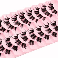 10 Pairs Mink Lashes Wet Effect Manga Look False Eyelashes Puffy 3D Cat Eye Lashes 16Mm Individual Strips Clusters Lashes Extens