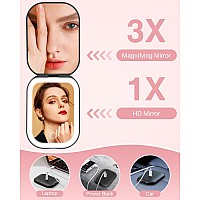 Gospire Handheld 41 X 295 Inches Travel Makeup Mirror Ultraslim Lighted Rechargeable 3X Magnifying Mirror With 3 Light Color