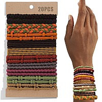 Yonoy 20 Pcs Boho Hair Ties For Women 5 Styles Cute Hair Tie Bracelet For Girls No Damage Hair Elastics For Thick Hairpony Ta