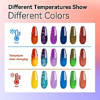 Mizhse Color Changing Nail Polish 6 Colors Glitter Purple Blue Temperature Color Changing Gel Nail Polish Thermal Soak Off U V L