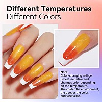 Mizhse Color Changing Nail Polish 6 Colors Glitter Purple Blue Temperature Color Changing Gel Nail Polish Thermal Soak Off U V L