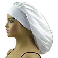 Silk Bonnet For Sleeping Women Long Hair Bonnet Satin Bonnet Hat Extra Large Sleep Cap For Braids Xl Shower Silk Night Cap White