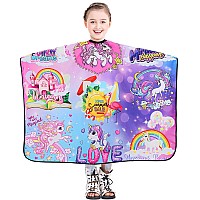 Dokkia Barber Hair Cutting Cape Kids Children Toddler Boys Girls Hairdressing Salon Styling Cloth Apron Cover Gown Unicorn Flam