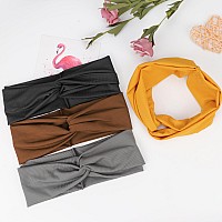 Dreshow Headbands For Women Elastic Turban Boho Colorful Headband Twisted Knot Hair Accessories 4 Pack