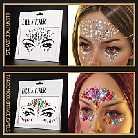 Teenitor Face Gems Festival Face Jewels Makeup Face Rhinestones Hair Gems Eye Gems Body Gems Face Stickers Jewels Stick On