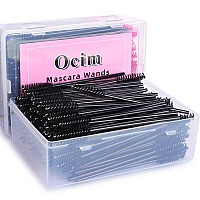 Ocim 200Pcs Disposable Eyelash Spoolies Mascara Wands Brush For Eyelash Extensions And Eyebrow Brush With Container Black