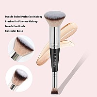 Daubigny Makeup Brushes Dualended Pro Foundation Brush Concealer Brush Perfect For Any Look Premium Hair Flat Top Flawless Brus