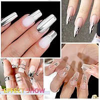 Ushinein 8Ml Metallic Painting Nail Polish Gel Ultra Mirror Silver Painted Gel Nail Polish 3D Metal Painting Gel Drawing Mirr