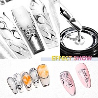 Ushinein 8Ml Metallic Painting Nail Polish Gel Ultra Mirror Silver Painted Gel Nail Polish 3D Metal Painting Gel Drawing Mirr