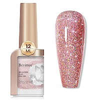 Bevimee Glitter Nail Polish Quick Dry 12Ml Shimmer Holographic Reflective Nail Polish Air Fast Drying Iridescent Nail Polish Lig