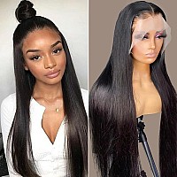 Wear And Go Glueless Wigs Human Hair Pre Plucked Pre Cut For Beginners 24 Inch Straight Lace Front Wigs Human Hair Glueless 6X4