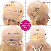 Supsyousf 30 Inch 613 Blonde Lace Front Wig Human Hair Deep Wave 13X4 Transparent Lace 180 Density Free Part Preplucked W