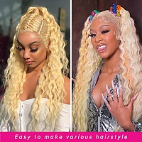 Supsyousf 30 Inch 613 Blonde Lace Front Wig Human Hair Deep Wave 13X4 Transparent Lace 180 Density Free Part Preplucked W