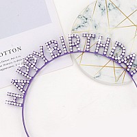 Cieher Purple Birthday Headband Girls Tiara Crown With Rhinestones For Birthday Decorations And Gifts