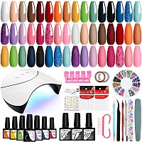 Vanreesa 42 Pcs Gel Nail Polish Kit With U V Light 24 Colors Gel Nail Polish Set Glossy Matte Top Coat Complete Gel Nail Kit W