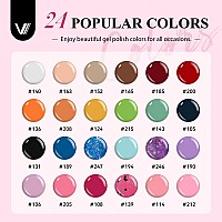 Vanreesa 42 Pcs Gel Nail Polish Kit With U V Light 24 Colors Gel Nail Polish Set Glossy Matte Top Coat Complete Gel Nail Kit W