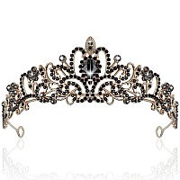 Cieher Black Crown For Women Black Queen Crown Gothic Baroque Crowns For Women Girls Vintage Black Tiara For Women Luxury Rhine