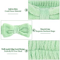 Ondder Green Spa Terry Cloth Skincare Headbands For Women 8 Pcs Makeup Bow Hair Bands For Face Washing And Skin Care