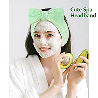 Ondder Green Spa Terry Cloth Skincare Headbands For Women 8 Pcs Makeup Bow Hair Bands For Face Washing And Skin Care