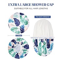 Auban Shower Cap Reusable Shower Cap For Women Long Hair Double Layers Waterproof Shower Cap With Soft Comfortable Eva Lining