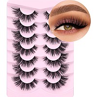 Mink Lashes Fluffy False Eyelashes Natural Look Wispy Cat Eye Flat Lashes 3D Mink Lashes Natural Fake Lashes 18Mm Strip Lashes P