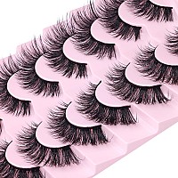 Mink Lashes Fluffy False Eyelashes Natural Look Wispy Cat Eye Flat Lashes 3D Mink Lashes Natural Fake Lashes 18Mm Strip Lashes P