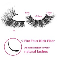 Mink Lashes Fluffy False Eyelashes Natural Look Wispy Cat Eye Flat Lashes 3D Mink Lashes Natural Fake Lashes 18Mm Strip Lashes P