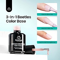 Beetles Color Base Coat Builder Top Coat Gel Set 2Pcs 15Ml Nude Pink Color Base Gel Ultra Shine No Wipe Builder Top Coat Gel