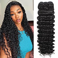 Deep Wave Bundles Human Hair 1 Bundle Brazilian Water Wave Human Hair Bundles 26 Inch 12A 100 Unprocessed Deep Curly Bundles Hu