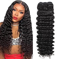 Deep Wave Bundles Human Hair 20 Inch 12A Brazilian Virgin Human Hair Single Bundle 100 Unprocessed Deep Wave Bundles Double Wef