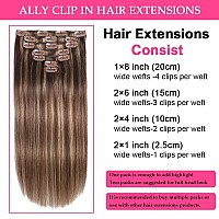 Ally Clip In Hair Extensions Real Human Hair 100 Remy Human Hair Clip Ins Highlight Ombre Color 7Pcs Clipin Hair Extensions Fo