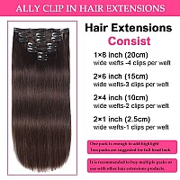 Straight Clip In Hair Extensions Real Human Hair Clip Ins Hair Extensions For Women 7Pcs Clip On Hair Extensions Double Weft 100