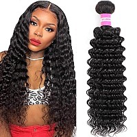 Deep Wave Bundles Human Hair 1 Bundle 12A Brazilian Virgin Human Hair Wet And Wavy Bundles 16 Inch 100 Unprocessed Deep Curly W