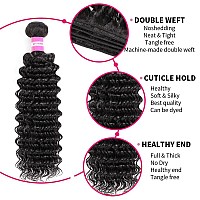 Deep Wave Bundles Human Hair 1 Bundle 12A Brazilian Virgin Human Hair Wet And Wavy Bundles 16 Inch 100 Unprocessed Deep Curly W