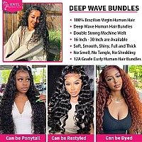 Deep Wave Bundles Human Hair 1 Bundle 12A Brazilian Virgin Human Hair Wet And Wavy Bundles 16 Inch 100 Unprocessed Deep Curly W