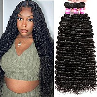 Deep Wave Bundles Human Hair 26 28 30 Inch 12A Brazilian Deep Wave Human Hair Bundles 100 Unprocessed Virgin Deep Curly Human H