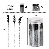 300 Pcs Disposable Eyelash Brush With 1 Container Crystal Eyebrow Spoolies Brush Mascara Wands Makeup Brushes Applicators Kits