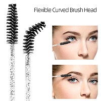 300 Pcs Disposable Eyelash Brush With 1 Container Crystal Eyebrow Spoolies Brush Mascara Wands Makeup Brushes Applicators Kits