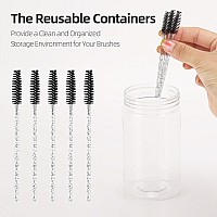 300 Pcs Disposable Eyelash Brush With 1 Container Crystal Eyebrow Spoolies Brush Mascara Wands Makeup Brushes Applicators Kits