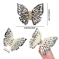 Wachll Butterfly Hair Clips For Women Claw Clips For Thick Hair Medium Hair Big And Cute Matte Butterfly Hair Clips 3Pcs