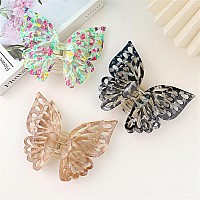 Wachll Butterfly Hair Clips For Women Claw Clips For Thick Hair Medium Hair Big And Cute Matte Butterfly Hair Clips 3Pcs