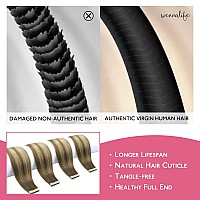 Wennalife Tape In Hair Extensions Human Hair Ombre Walnut Brown To Ash Brown And Bleach Blonde Tape In Extensions 10Pcs 25G 18